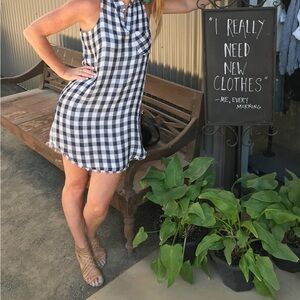 Cloth & Stone, gingham - navy and white, dress, size xs
